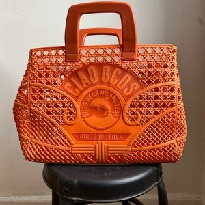 GCDS Ciao tote bag, large, orange